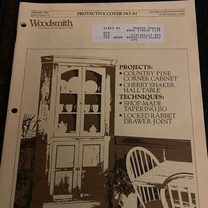 🎉5/$10🎉 Woodsmith magazine number 61 February 1989 country pine corner cabinet
